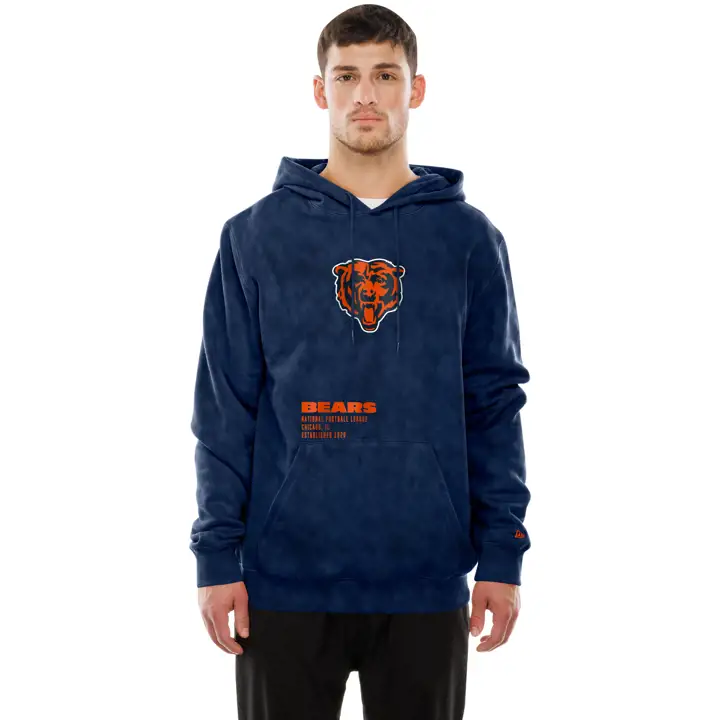 Chicago Bears NFL – Sweat à capuche New Era Mineral Wash Homme 25 NAVY