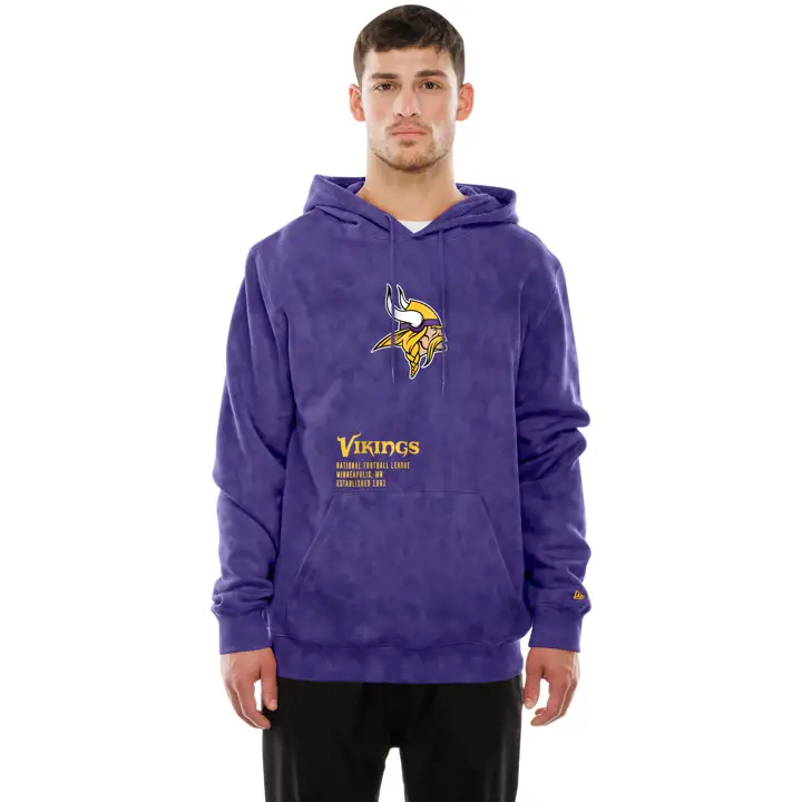 Minnesota Vikings NFL Sweat à capuche New Era délavé effet minéral pour homme 25 PUR