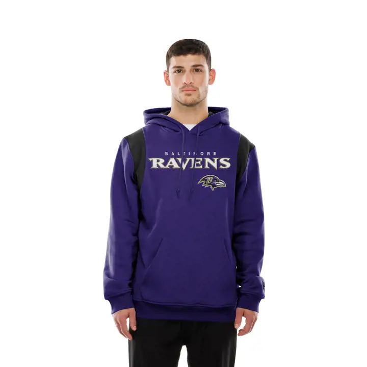 Sweat à capuche pour homme New Era des Ravens de Baltimore de la NFL avec broderie en relief