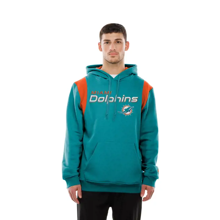 Miami Dolphins NFL Sweat à capuche New Era brodé en relief pour homme 25