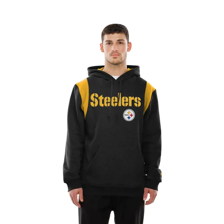 Sweat à capuche pour homme New Era des Steelers de Pittsburgh avec broderie en relief