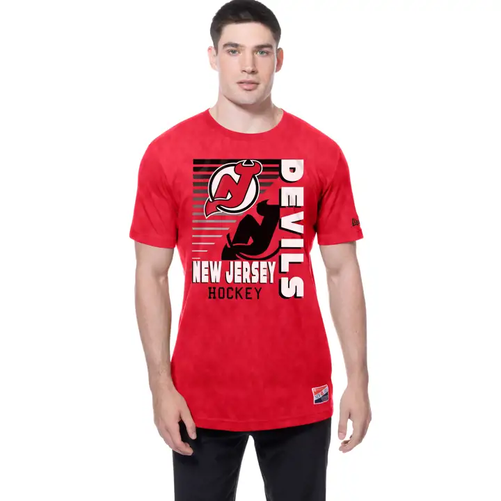 T-shirt dégradé minéral délavé New Jersey Devils NHL ROUGE