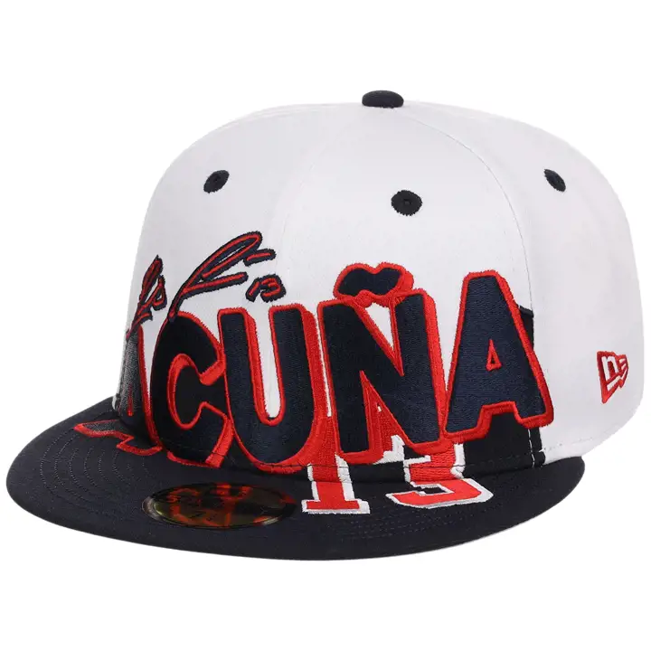 Casquette 59FIFTY MLB des Atlanta Braves, joueur gaucher, Ronald Acuna, Blanc/
