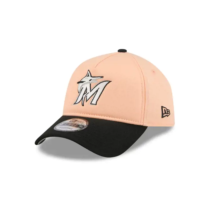 Casquette MLB 9FORTY A-Frame Miami Marlins Pêche/Noir/Gris