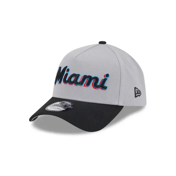 Miami Marlins MLB Away Script 9FORTY A-Frame GRY/BLK/GRY