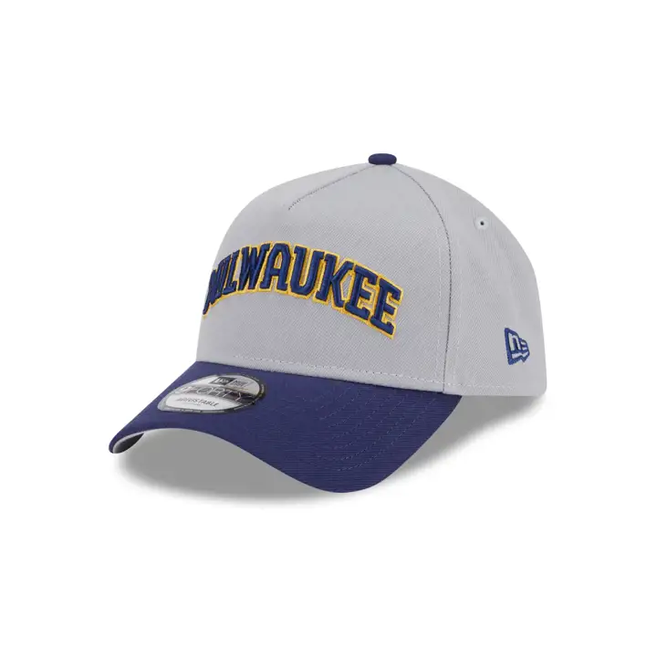 Casquette A-Frame 9FORTY des Milwaukee Brewers MLB (extérieur), coloris gris/marine/rouge