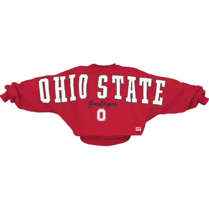 Ohio State Buckeyes FLANNIGAN APPLIQUE CREW rouge