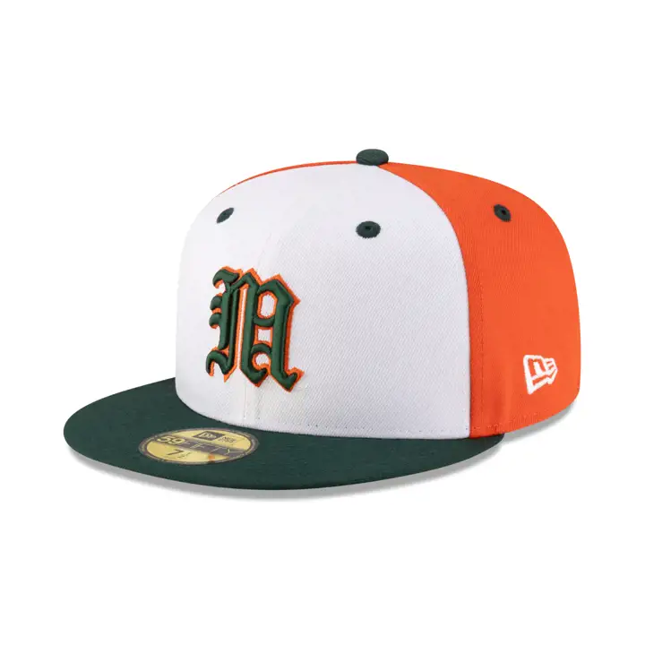 Miami Hurricanes NCAA OF Baseball 59FIFTY Blc/Ora/Vrt