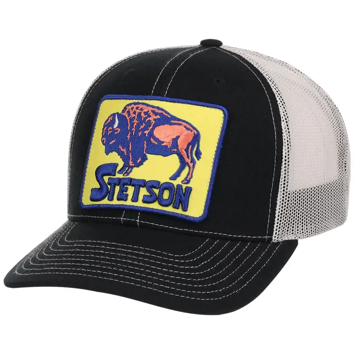 Casquette trucker Stetson Bison Patch High Crown blk/yel