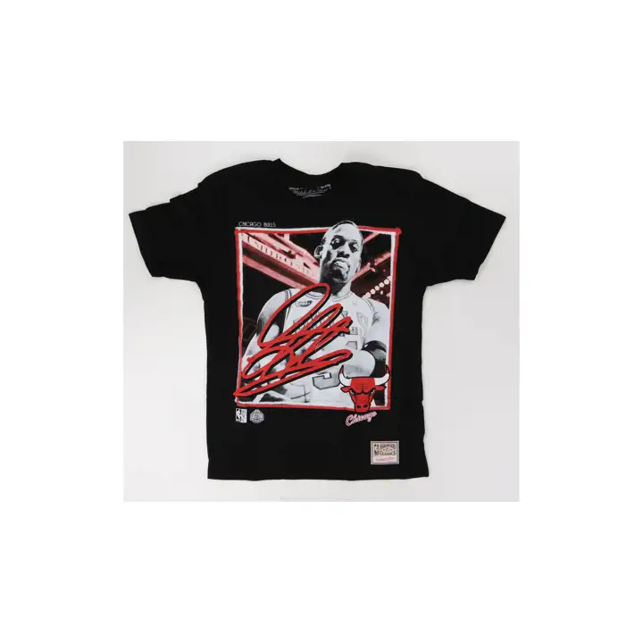 T-shirt joueur NBA Chicago Bulls Freeze Frame Dennis Rodman Noir