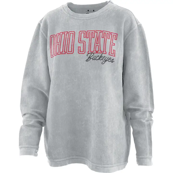 Ohio State Buckeyes Sweat-shirt Confortable en Coton Côtelé pour Femmes GRIS