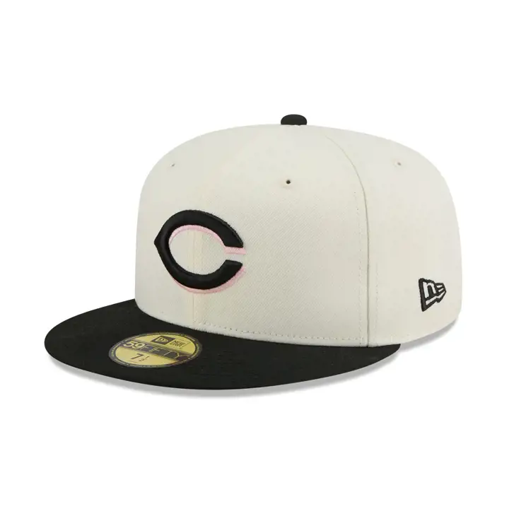 Cincinnati Reds MLB Chrome Noir Rose 59FIFTY CHRM/BLK/PNK