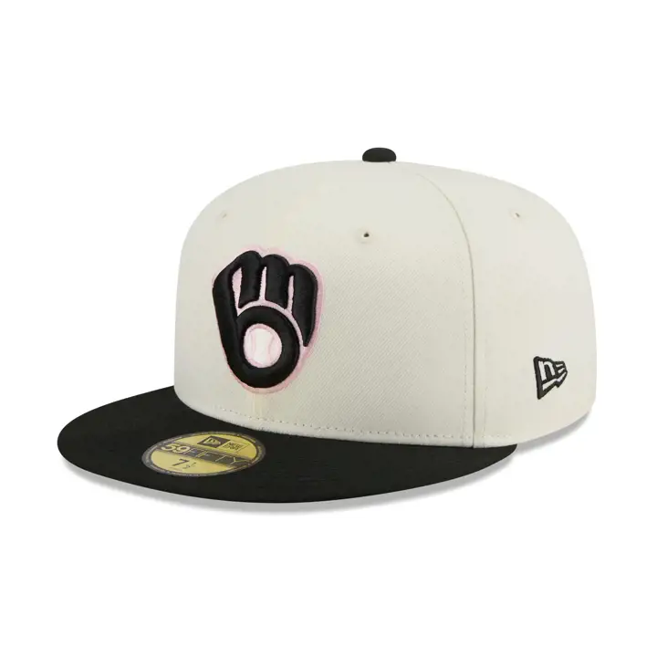 Milwaukee Brewers MLB Chrome Noir Rose 59FIFTY CHRM/BLK/PNK