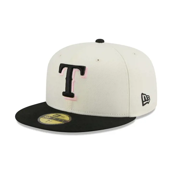 Texas Rangers MLB Chrome Noir Rose 59FIFTY CHRM/BLK/PNK