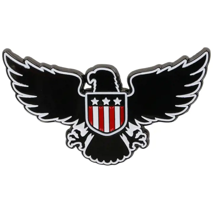 Épingle à chapeau AIGLE MARQUE BLANCHE AVEC BOUCLIER AMÉRICAIN NOIR/ROUGE