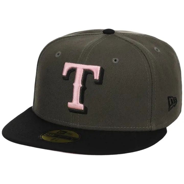 Texas Rangers MLB Dirty Olive 59FIFTY OLV/BLK/PNK