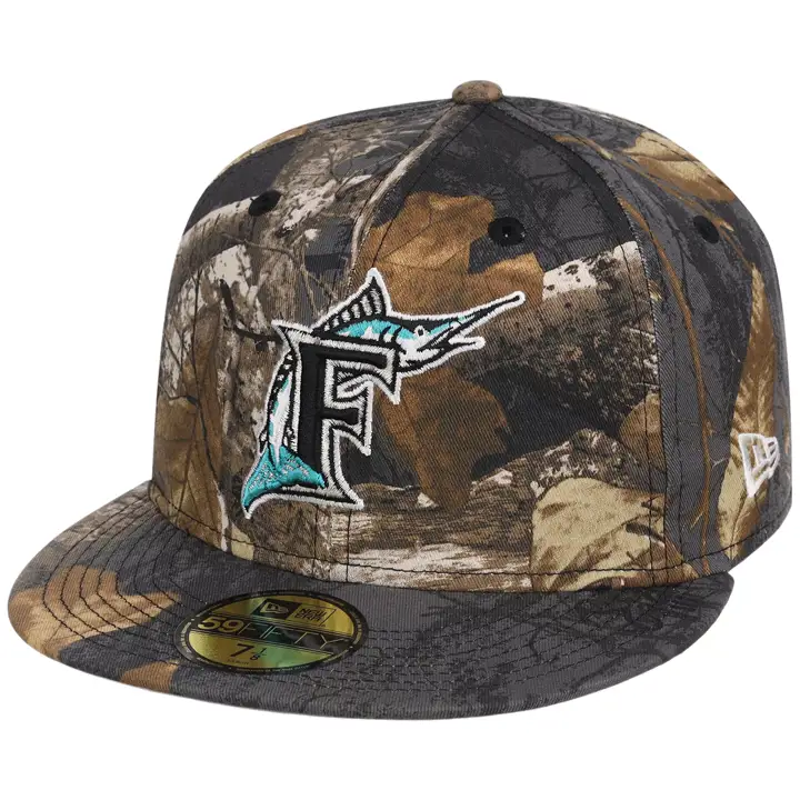 Casquette 59FIFTY MLB Real Tree des Florida Marlins, coloris noir, camouflage et gris