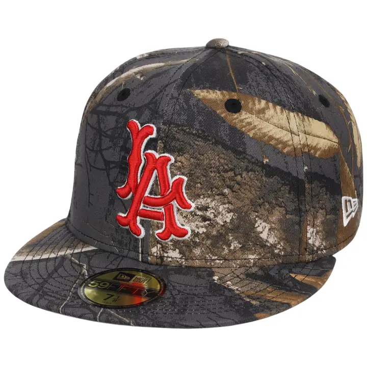 Anaheim Angels MLB Blk Real Tree Casquette 59FIFTY CAMO/CAMO/GRY