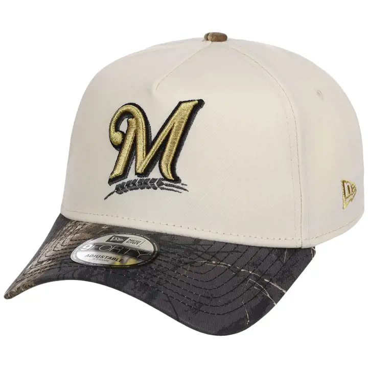 Milwaukee Brewers MLB Chrome Noir Real Tree 9FORTY AF CHROME/