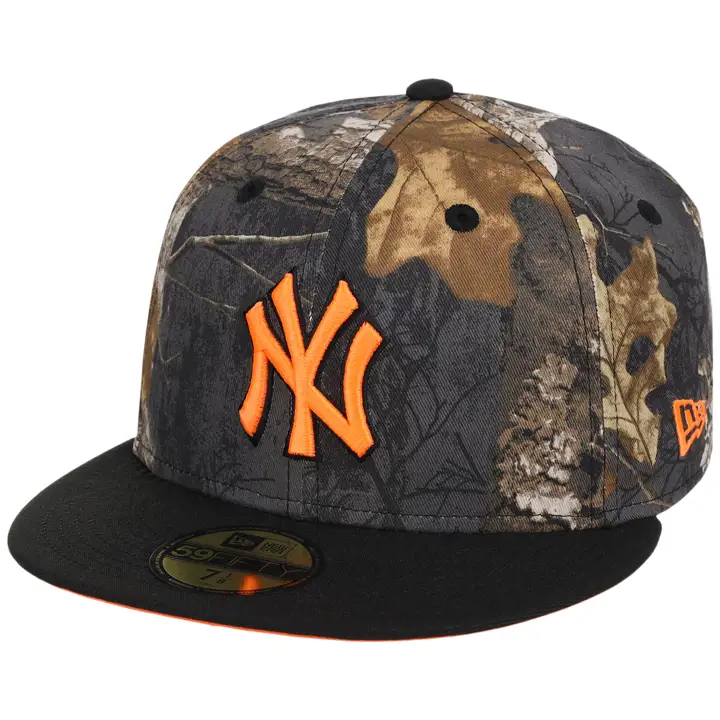 New York Yankees MLB Black Real Tree Flame 59FIFTY CAMO/BLK/