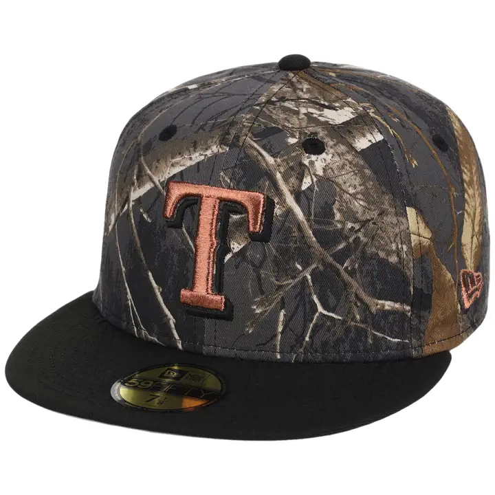 Texas Rangers MLB Black Real Tree 2T 59FIFTY CAMO/BLK/GRY