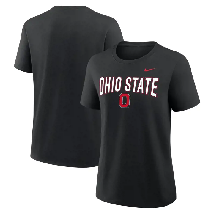 T-shirt noir en coton à logo courbé Ohio State Buckeyes SU26