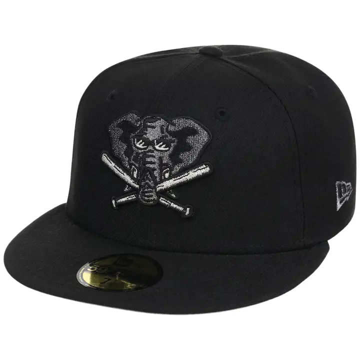 Oakland Athletics MLB LHD Core Metallics 59Fifty BLK/BLK/GRY