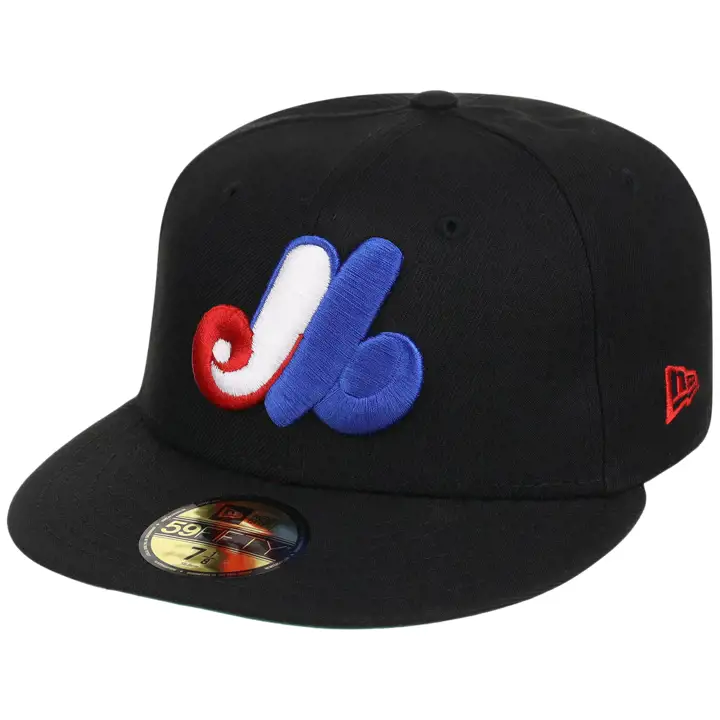 Montreal Expos MLB GAUCHER Core Noir CASQUETTE AJUSTÉE 59FIFTY NOI/NOI/GRI