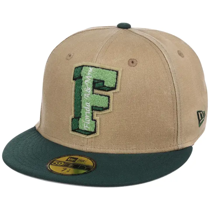 FAMU RATTLERS LHD HBCU Casquette 59FIFTY en toile BEIGE/VERT/GRIS