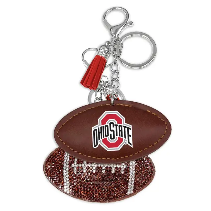Porte-clés de football Buckeyes de l'Ohio State orné de strass