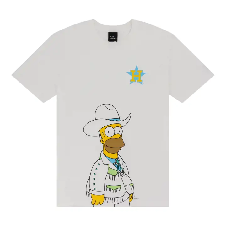 T-shirt Houston Astros MLB NE x The Simpsons Homer Cowboy BLANC