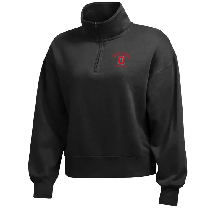 Ohio State Buckeyes Femme Stadium Demi-Zip Noir
