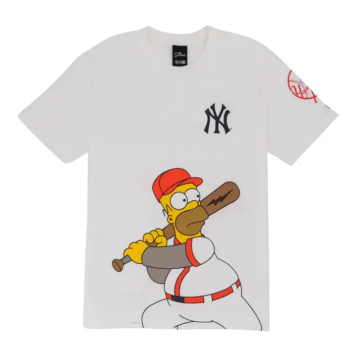 T-shirt MLB NE x Simpsons Homer Wonderbat des New York Yankees BLANC