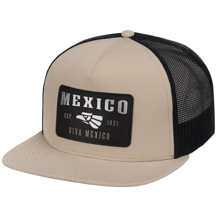 Casquette camionneur Mexico Reflective 5 pans à visière plate TAN