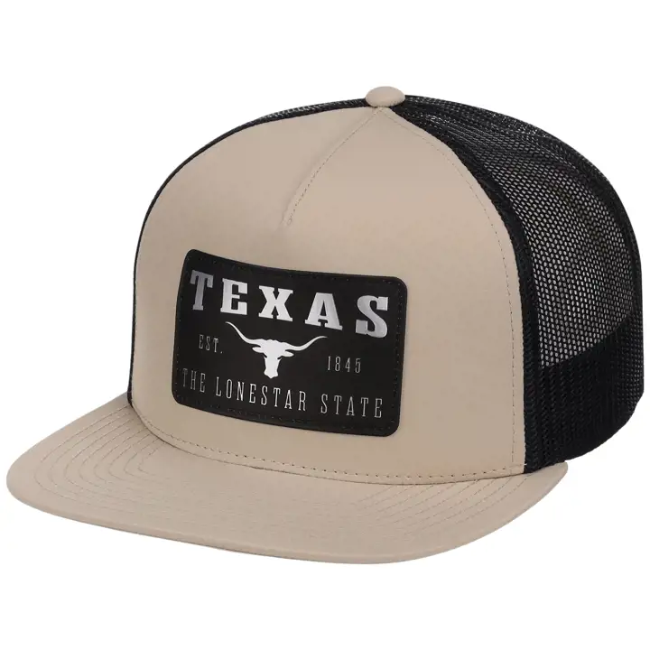 Casquette trucker Texas Reflective 5 pans à visière plate beige