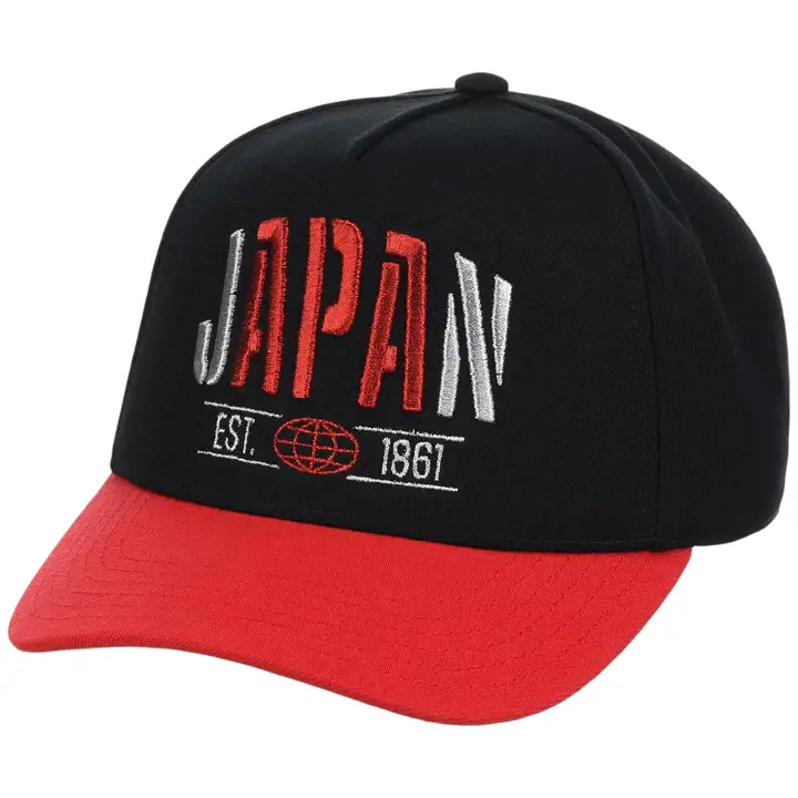 Japan Country Pride Casquette A-Frame Métallisée Noire et Rouge