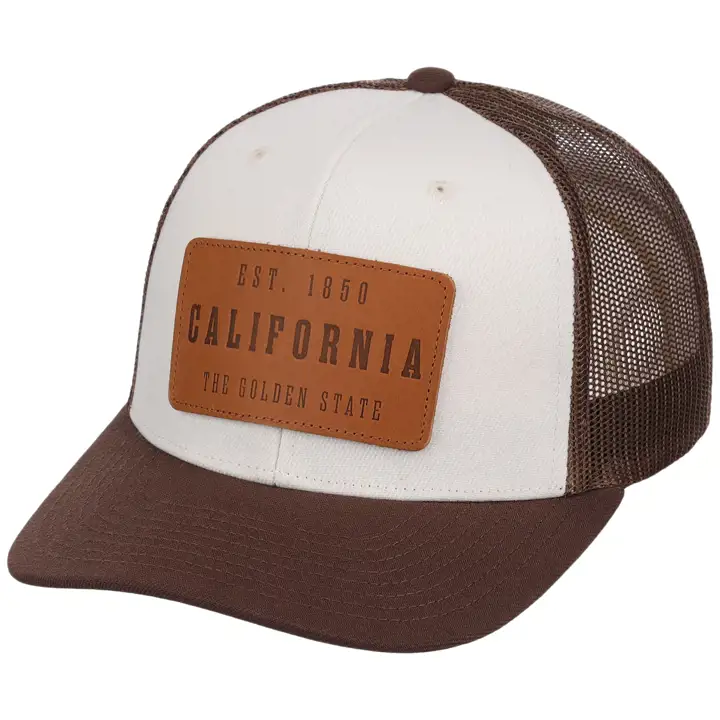 CALIFORNIA Casquette filet 6 panneaux en cuir embossé IVO/BRN