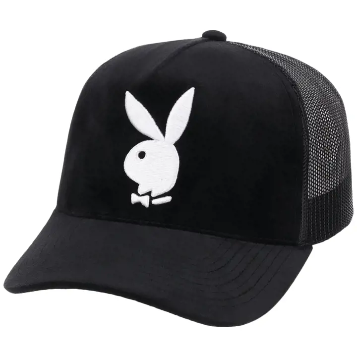 Casquette de camionneur en velours Playboy Bunny noire