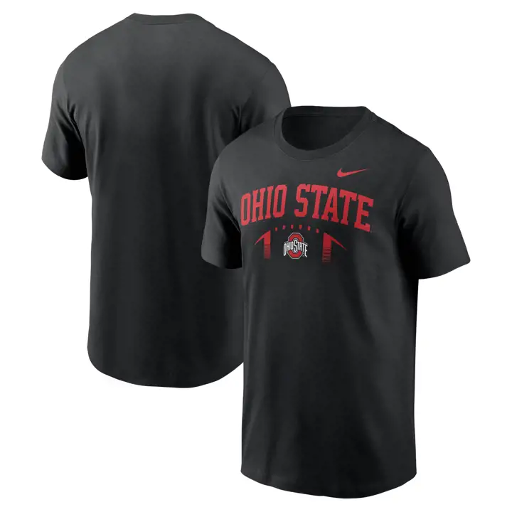 T-shirt de football en coton noir Ohio State Buckeyes FA26