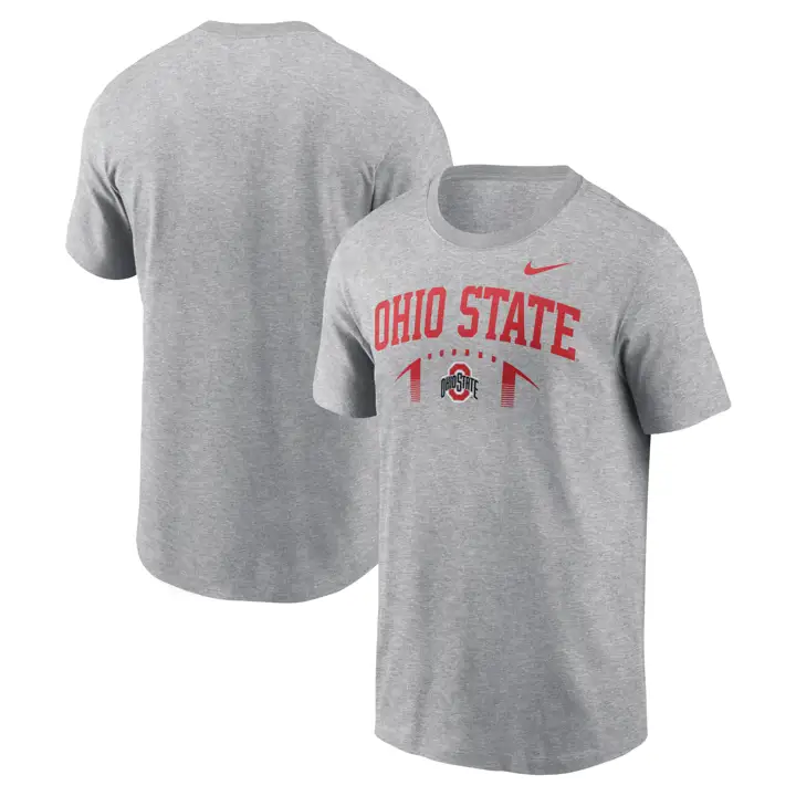 T-shirt de football en coton gris chiné Ohio State Buckeyes FA26