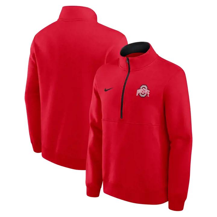 Polaire ras du cou demi-zippée rouge Ohio State Buckeyes FA26