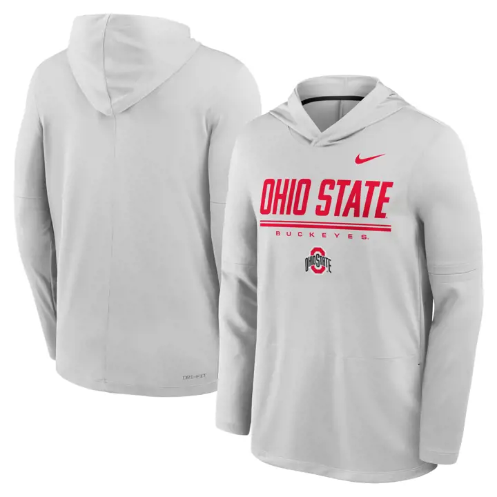 T-shirt à capuche manches longues Ohio State Buckeyes FA26 Sideline gris