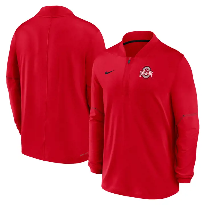 Pardessus mi-zippé rouge Ohio State Buckeyes FA26 Sideline