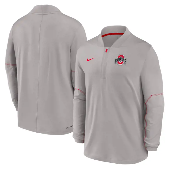 Ohio State Buckeyes FA26 Pull demi-zippé Sideline gris