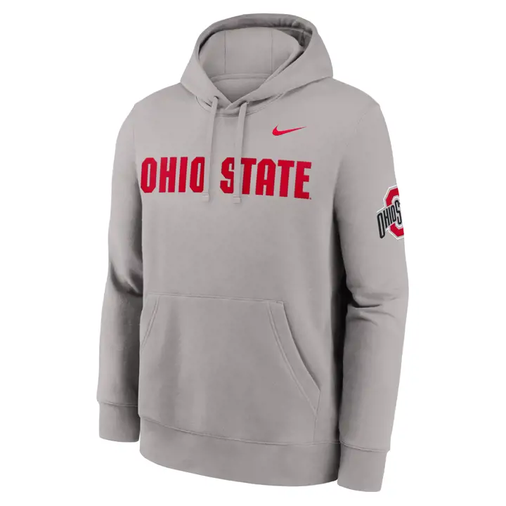 Chandail à capuchon en molleton Ohio State Buckeyes FA26 Sideline Club gris