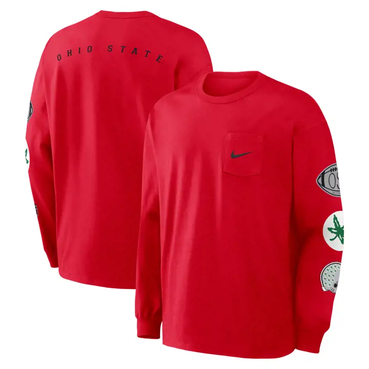 T-shirt à manches longues Max90 Pocket Ohio State Buckeyes NCAA 26 ROUGE