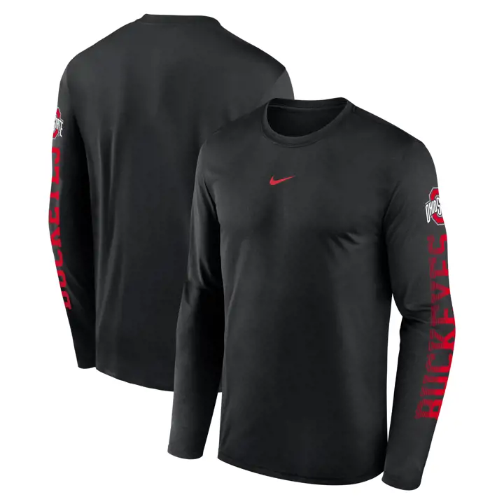 T-shirt manches longues Nike Legend Logo Sleeve Hit Buckeyes de l'Ohio pour homme