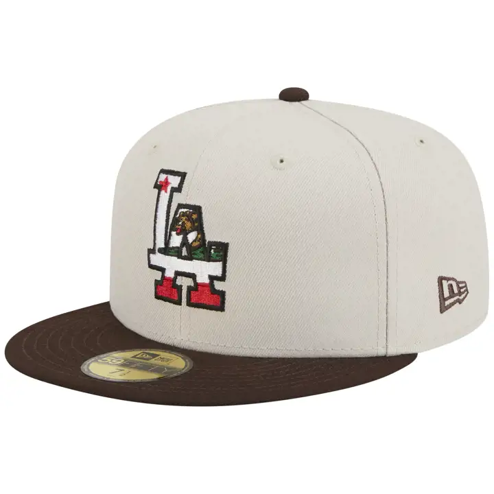 Casquette 59FIFTY Los Angeles Dodgers MLB LA Local Flag Fill STONE/BRN