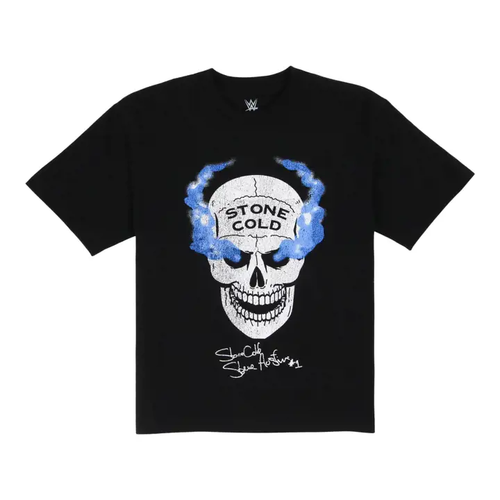 T-shirt 2 faces Stone Cold Steve Austin WWE Attitude Era NOIR