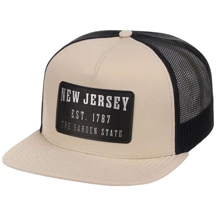 NEW JERSEY Casquette trucker plate 5 panneaux réfléchissante BEIGE